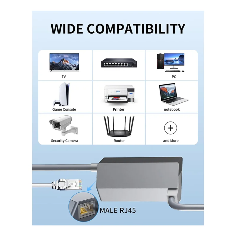 Ethernet-adapter voor bedraad extern netwerk, aansluiting voor Starlink-bediende Gen 2, met Starlink-satellietschotel, RJ45