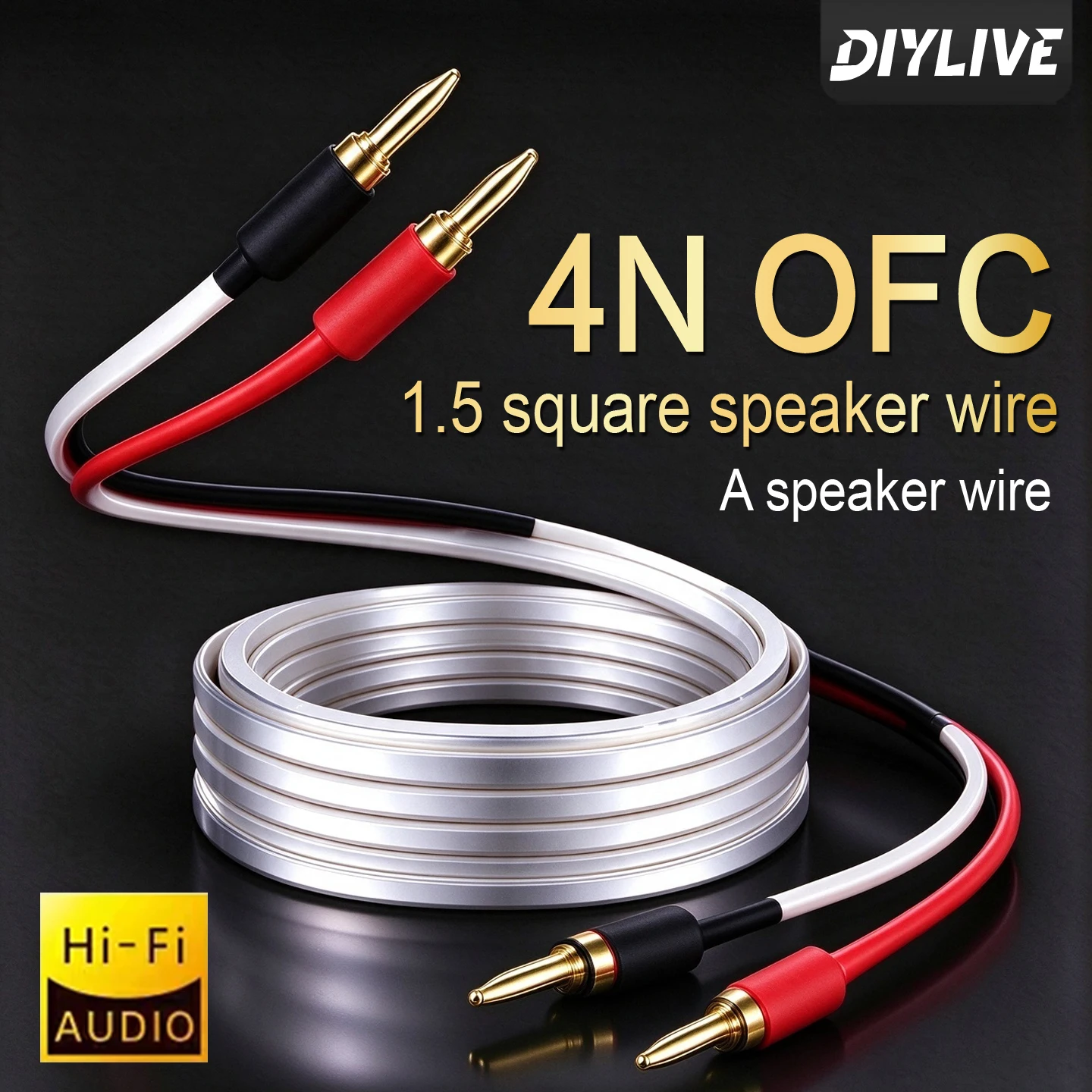4N Oxy-Free Copper Power Amplifier Speaker Cable 5.1 Surround Sound Connection Universal Banana Head Y Plug-In Audio Cable