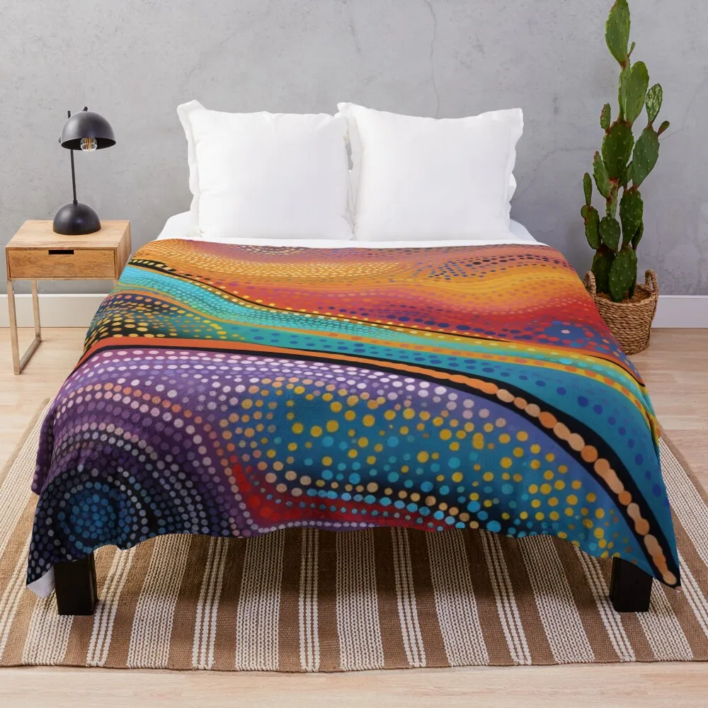 

Aboriginal Authentic Art - Water Stream Throw Blanket
