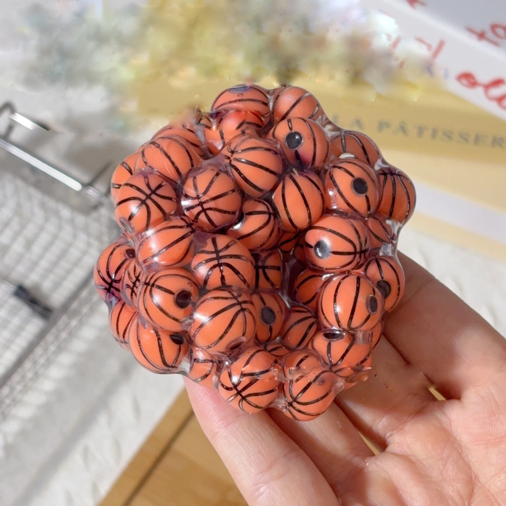 Creative Baskeall Str Relief Toy Handmade Basketball Craft Balls Loud Ball Fun Plaything Noisy Balls Squeeze Stress Relief Toys