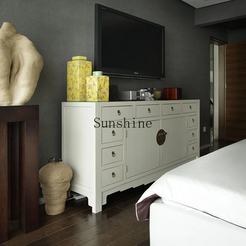 

New Chinese integrated multi-functional wine cabinet solid wood dining side cabinet