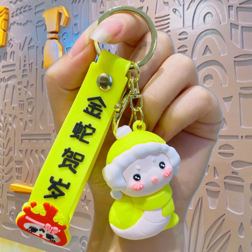 Cute Blush Snake Pendant Collection Jewelry Cartoon Snake Keychain Animal Trinket Zodiac Snake Year Key Ring Car Key Accessories