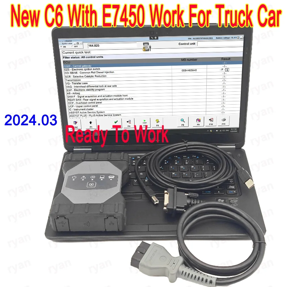 MB Star C6 VCI DOIP Wifi Multiplexer obd2 Scanner C6 With laptop E7450 Free license 2024.03 For Truck Car Diagnosis Tool