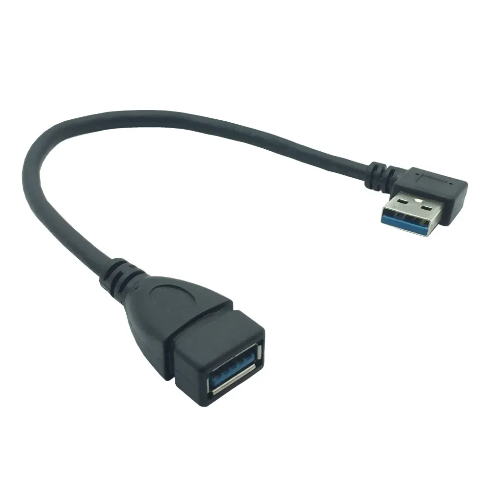 20 cm 90-stopniowy przedłużacz USB 2.0 A męski na USB żeński w górę, w dół i w lewo i w prawo. Czarny kabel