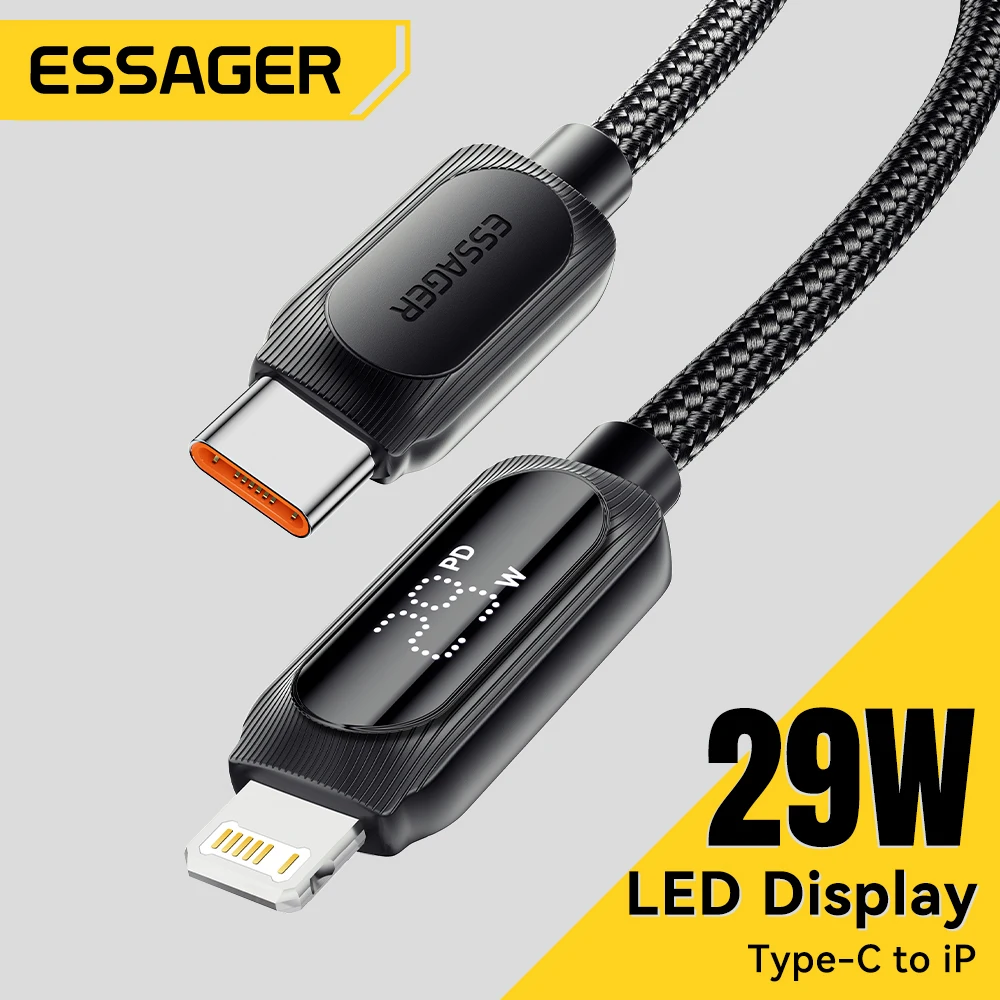 Essager USB C Cable For iPhone 14 13 12 11 pro max PD 29W Digital Display Fast Charging For iPhone XR Type C to lightning Cable