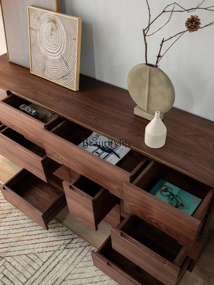 North American black walnut multi-chest cabinet bedroom solid wood storage Nordic simple style modern drawer cabinet