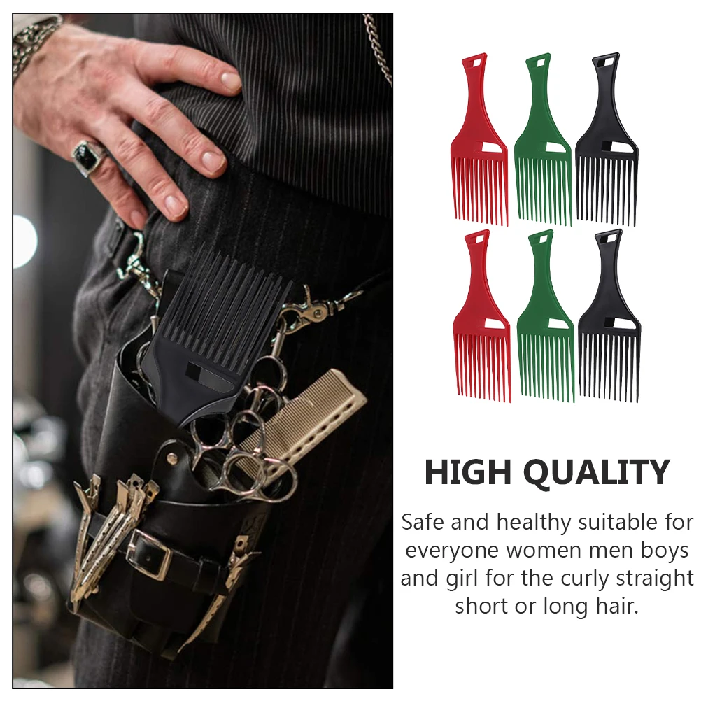 

6pcs Afro Picks For Women Men Detangling Styling Tool Natural Curly Hair Durable Odorless Plastic Comb Travel Portable Daily Use