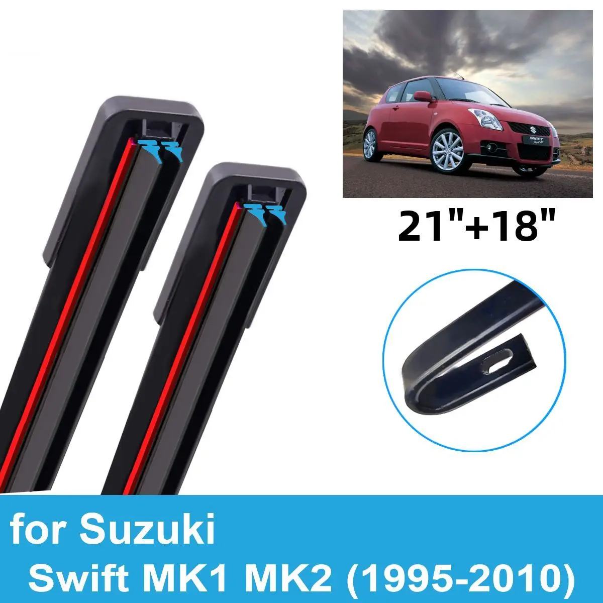 

2PCS Car Wiper Blades for 1995-2010 Suzuki Swift MK1 MK2 Front Windscreen Windshield Double Rubber Accessories 2008 2009 2010