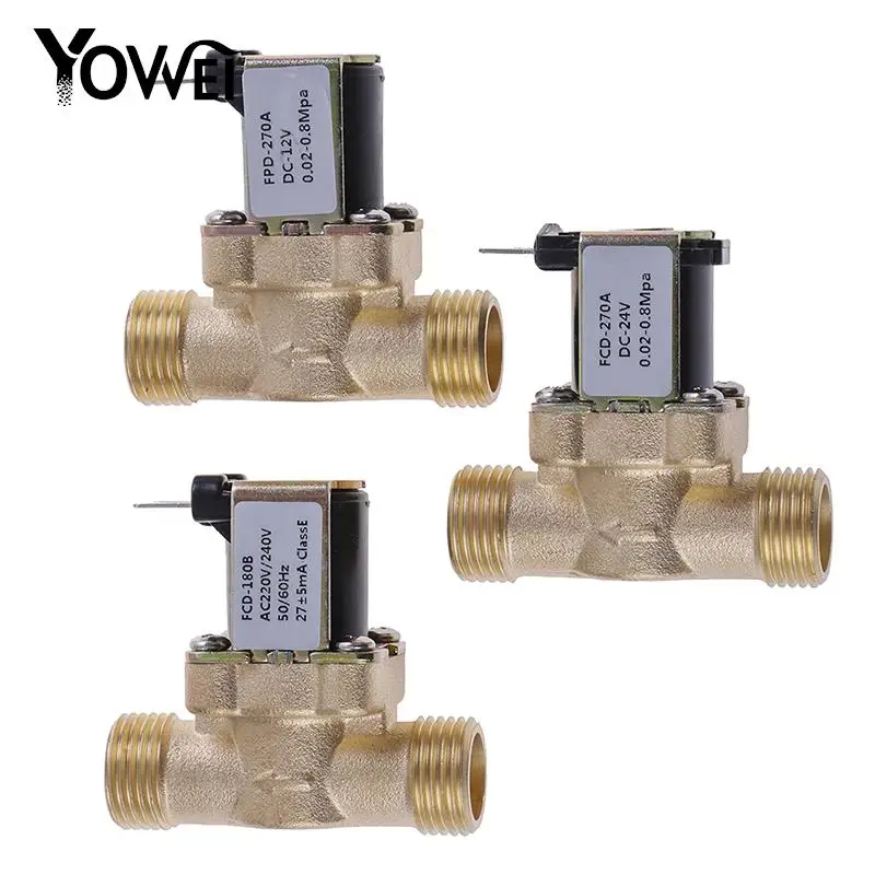 

1PCS New DC 12V 24V AC 220V G1/2'' Brass Electric Solenoid Valve For Solar Water Heater