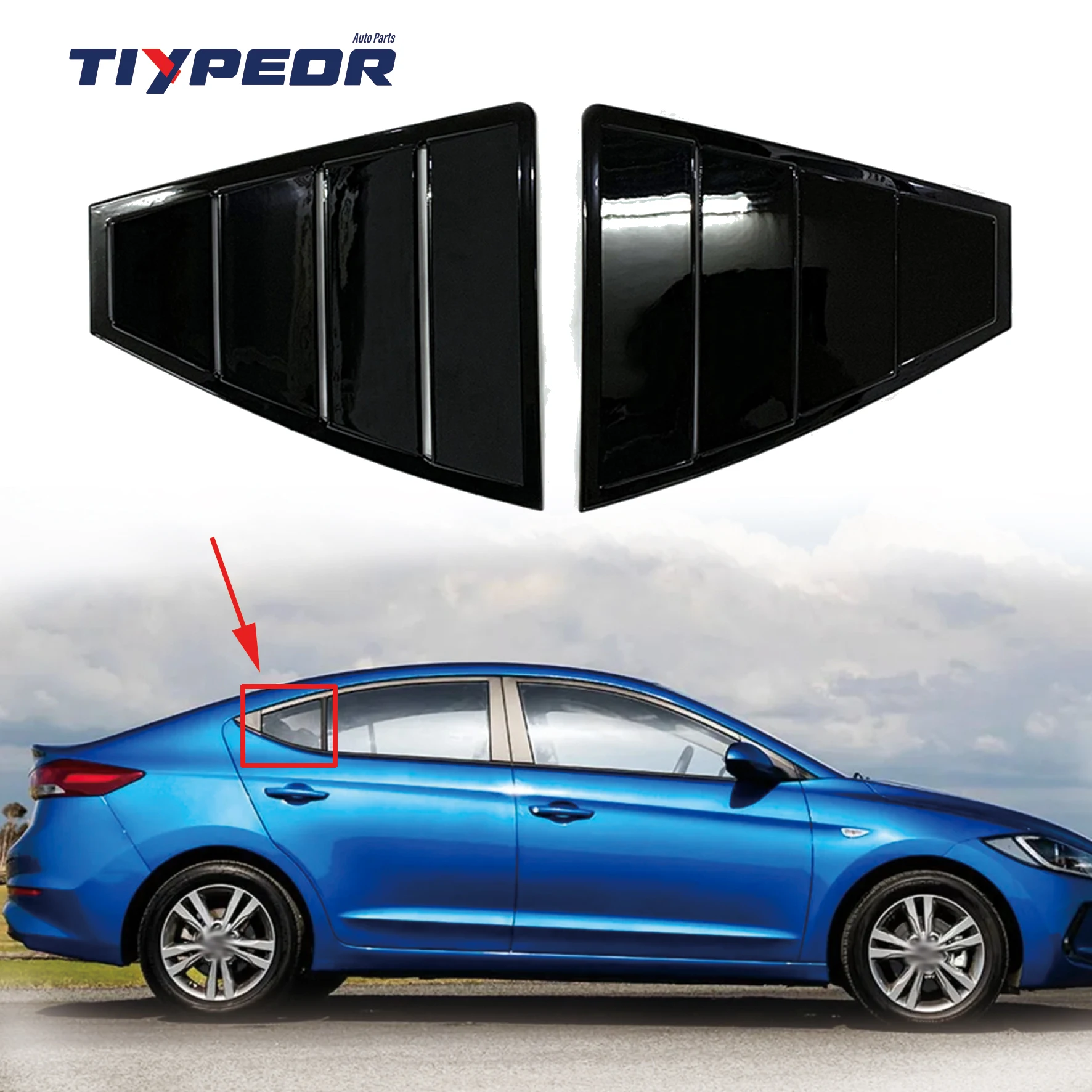 

Tiypeor For Hyundai Elantra 2017-2020 Car Rear Window Shutter Cover Black Trim Strip Window Louver Vent Trim 2019 2018 2019