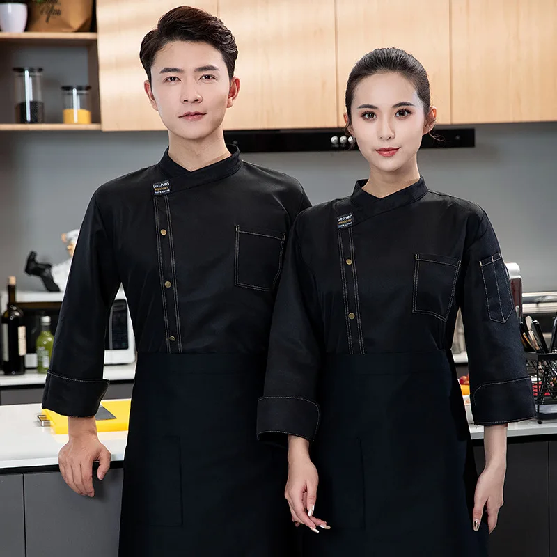 Chef vêtements de travail à manches longues automne hiver Restaurant Cuisine Cuisine occidentale Cuisine restauration cantine cuisson gâteau pain vêtements