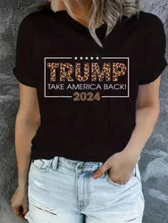 Donald Trump 2024 Tshirt Summer Short Sleeve Tees Loose T-shirt Tops New T shirt  Print Tee Tops Fashion Clothing for Women