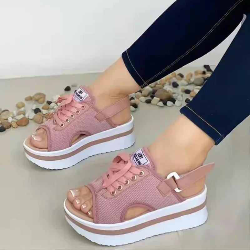 عالية الجودة منصة النساء الصنادل النساء الاتجاه صنادل عالية الكعب الشاطئ جديد المفتوحة تو حذاء كاجوال للنساء Sandalias De Mujer #1