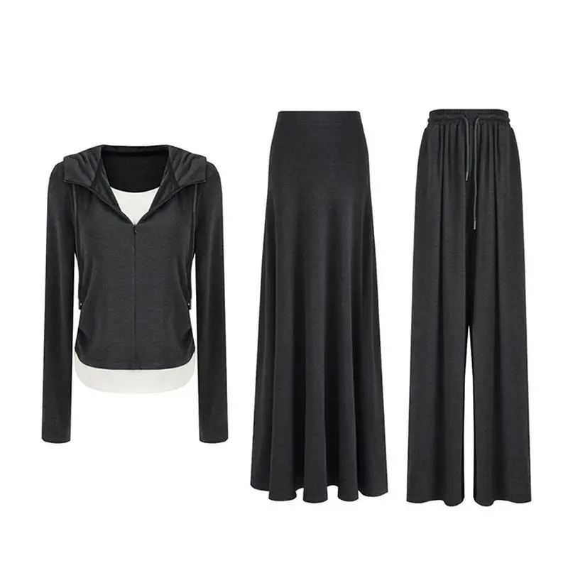 Ele – ensemble de vêtements de sport pour femmes, ample, amincissant, Long, droit, pantalon décontracté, sweat à capuche, t-shirt, ensemble de pièces, tenues d'automne