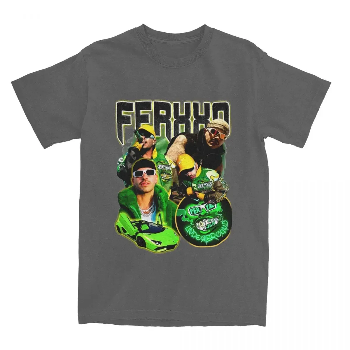 Feid Ferxxo Mor Green Bootleg Merchandise Shirts Men Women Cool Pure Cotton Tees Crew Neck Short Sleeve Plus Size Cloth vintage