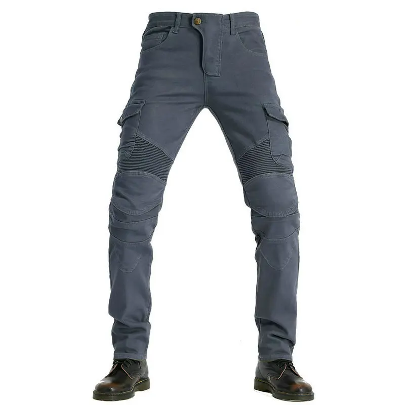 Volero Motorcycle High Quality Riding Pants Moto Knight Casual Cycling Protective Jeans Locomotive Loose Straight Trousers Gray