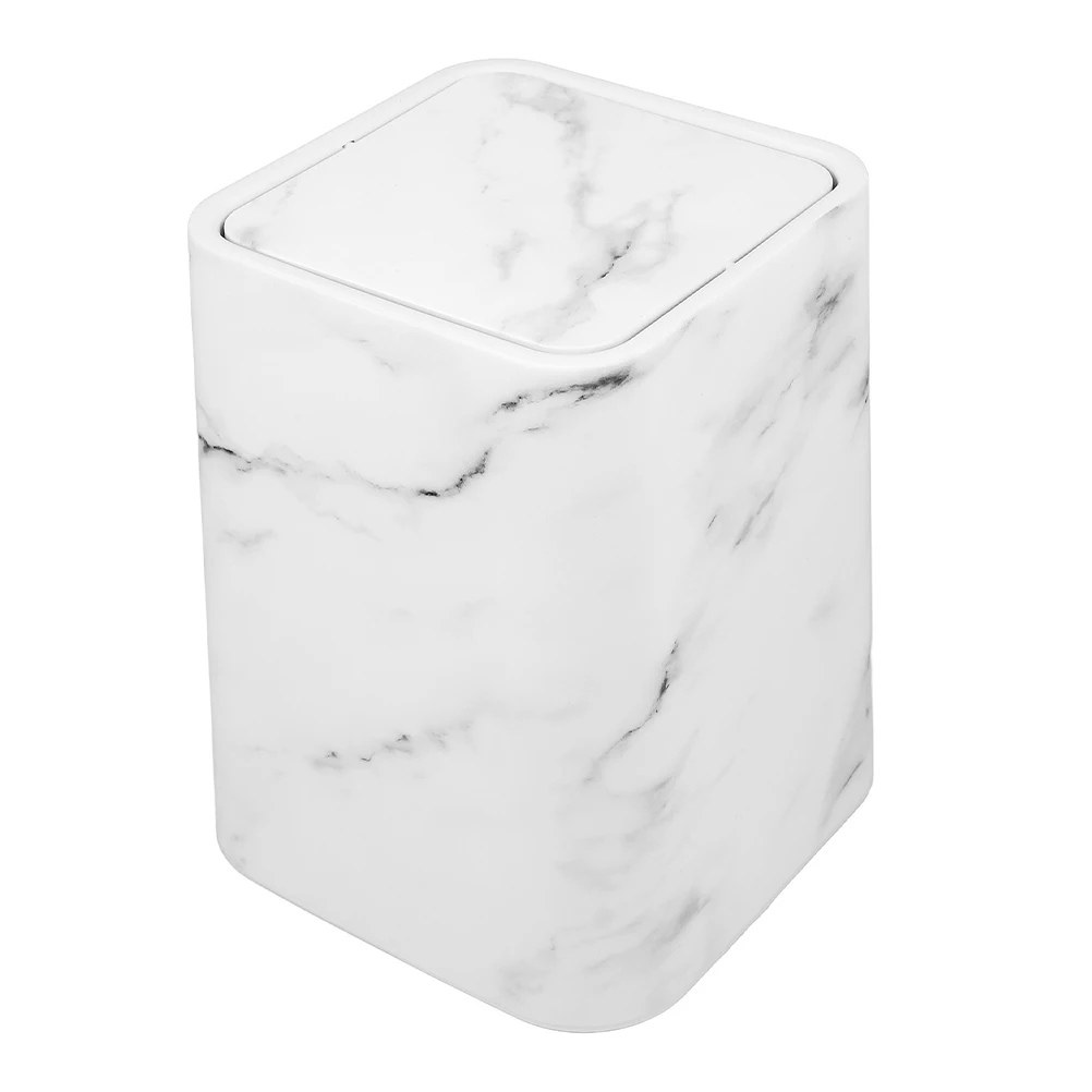Marble Trash Can Waste Basket Kitchen Bathroom Garbage Container Bin Small Lid Storage Home Hotel Guesthouse Plastic