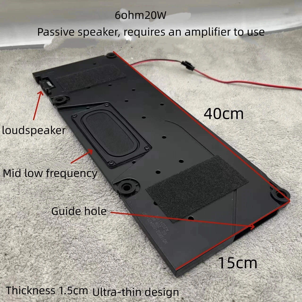 مكبر صوت GHXAMP Premium رفيع للغاية ثنائي الاتجاه |   هاي فاي / مسرح منزلي قابل للتركيب على الحائط بنفسك (6 أوم، 20 وات، 40*15*1.5 سم) 2 قطعة