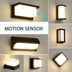 Led ao ar livre lâmpada de parede pir sensor movimento AC85-265V abs à prova dwaterproof água moderna interior casa varanda decoração do jardim