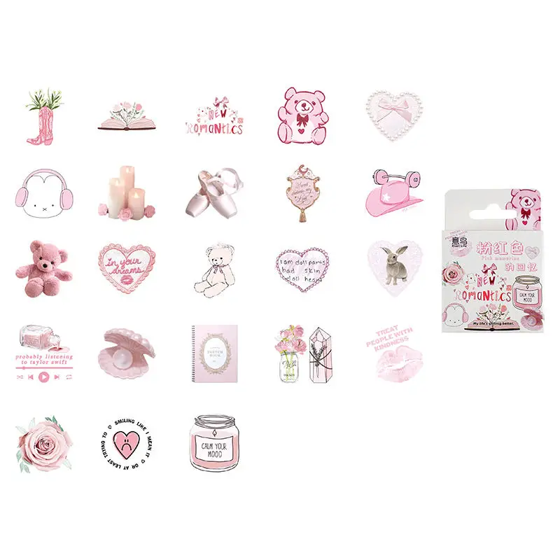 46pcs Bunny, Beer, Parfum Roze Graffiti Stickers Versierd Notebook Water Cup Dagboek Gitaar Student Briefpapier PVC Decals