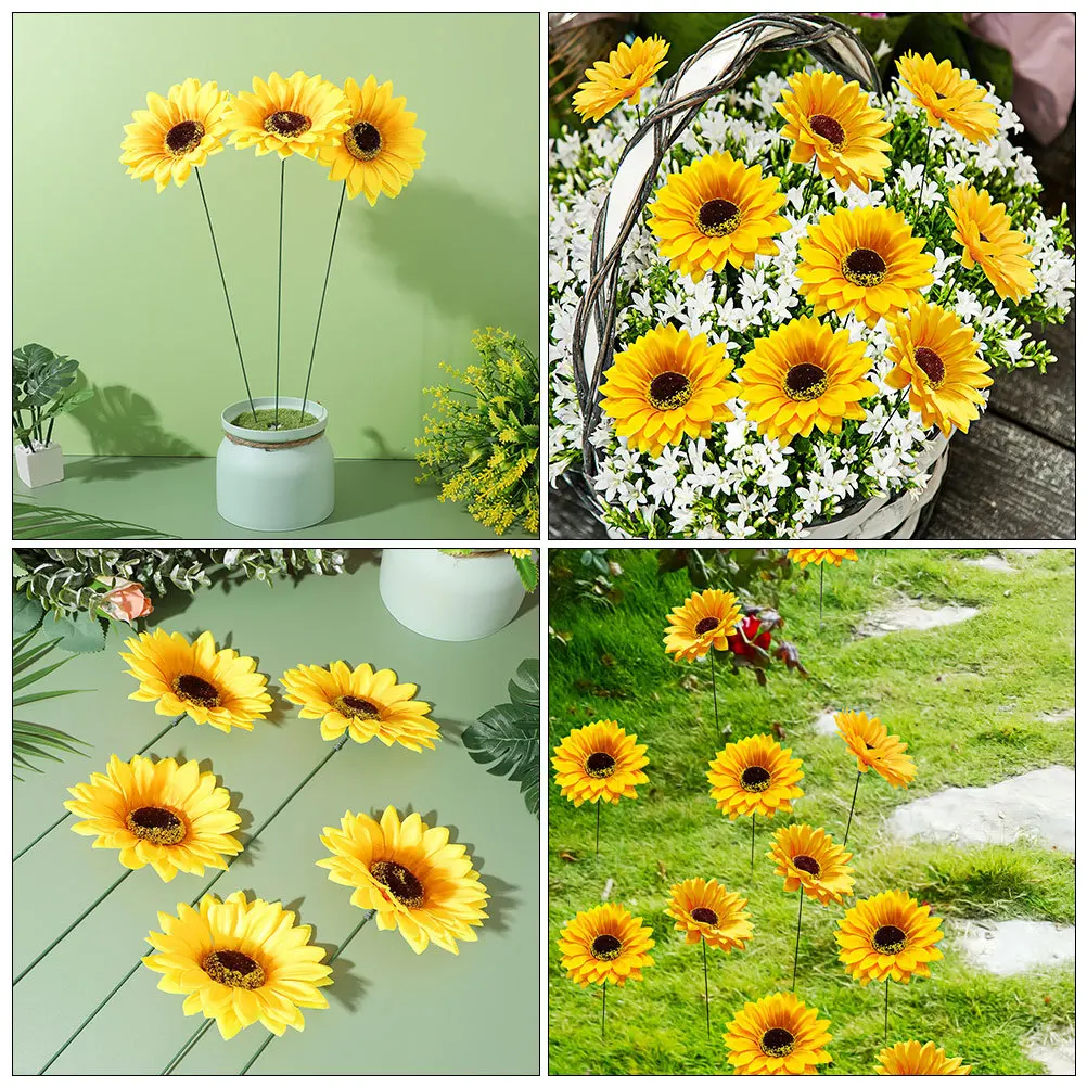 

15Pcs Artificial Sunflower Garden Stakes Outdoor Lawn Decorations Yard Flower Stake Insert for Garden Patio Courtyard