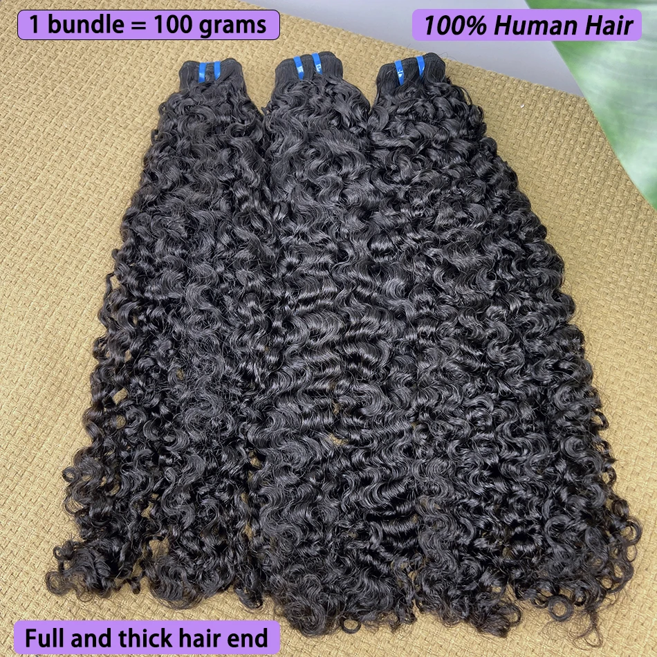 Fasci di capelli ricci birmani 18A colore naturale # Estensioni del tessuto riccio rimbalzante dei capelli umani vergini grezzi vietnamiti al 100% a doppia trama 1B