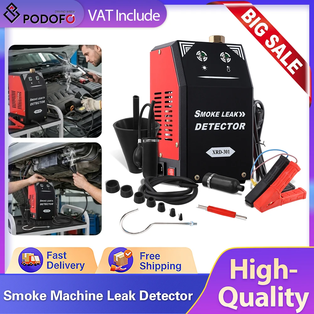 Testeur de diagnostic de fuite sous vide Podofo 12V DC EVAP, testeur de fumée double mode automobile, détecteur de fuite pour système de tuyauterie et indicateur de pression
