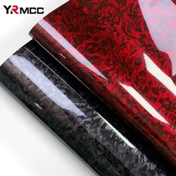 Carbon Fiber Film Glossy Forged Carbon Fiber Vinyl Wrap Car Accessories Red Self Adhesive Decal Stickers for Car Body Film 150cm