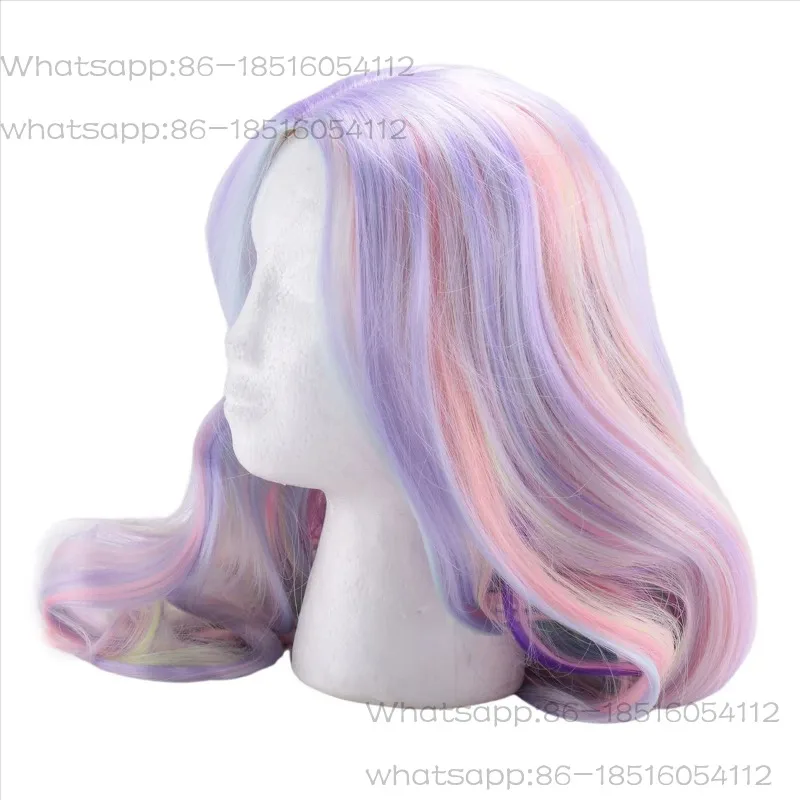 Colorful Rainbow Wig European & American Cosplay Wig Long Wavy Curly Wigs Cute Girl Daily Party Wig