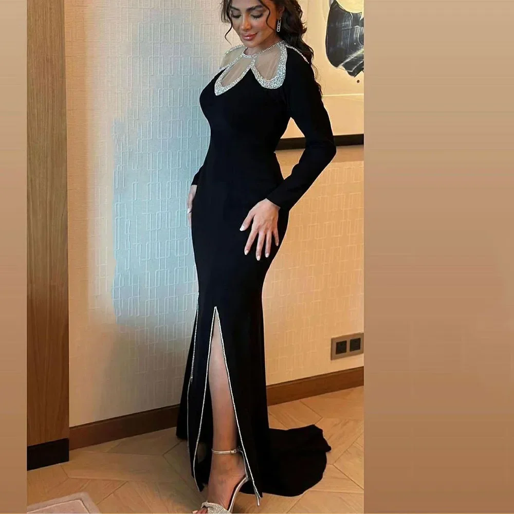 Customized Sequin O Neck Mermaid Evening Dresses Saudi Arabia Long Formal Prom Dress Dubai Party Gown Exquisite Classic Simple