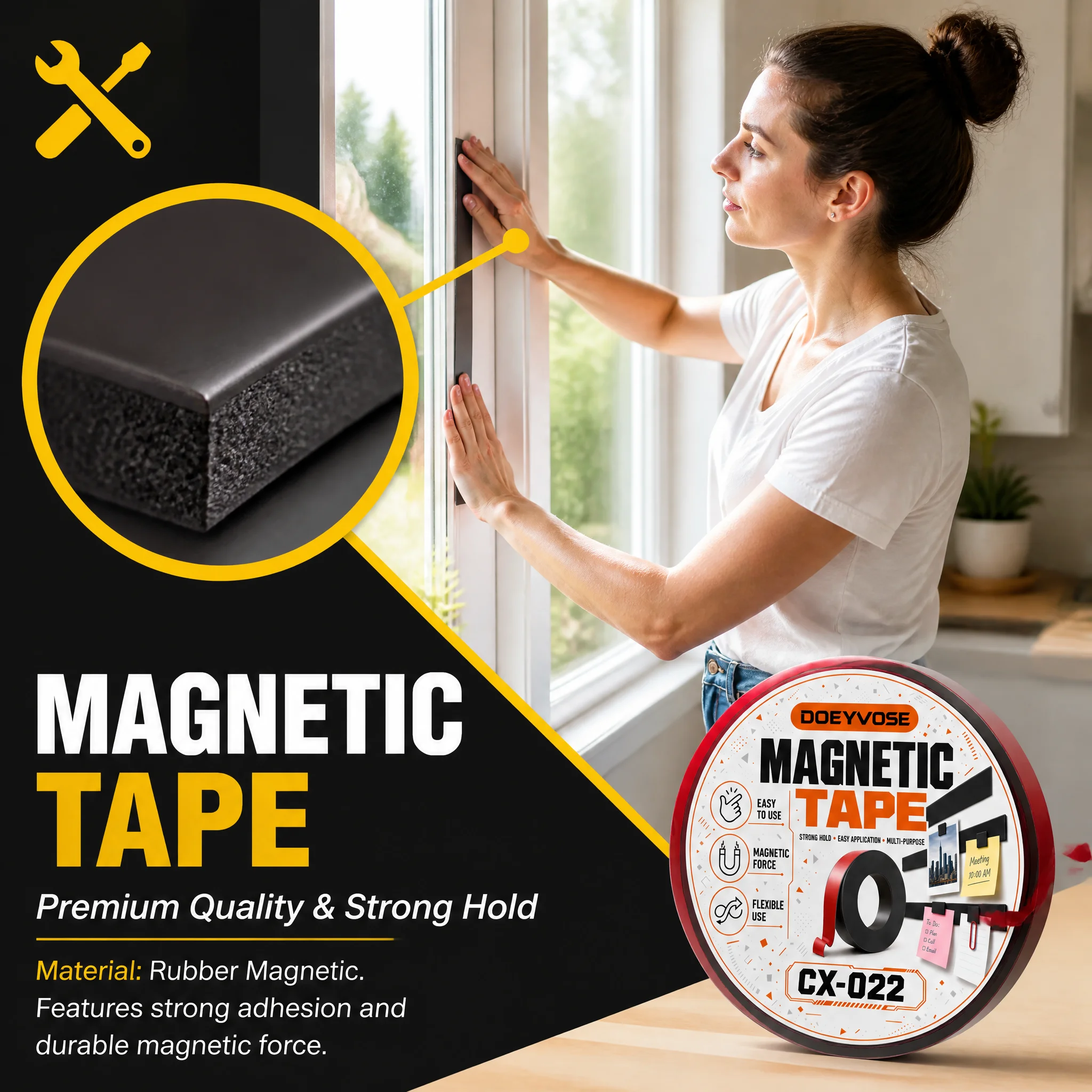 1M Self-Stick Magnetic Strip 1cm Width 1mm Thick Rubber Magnet Tape