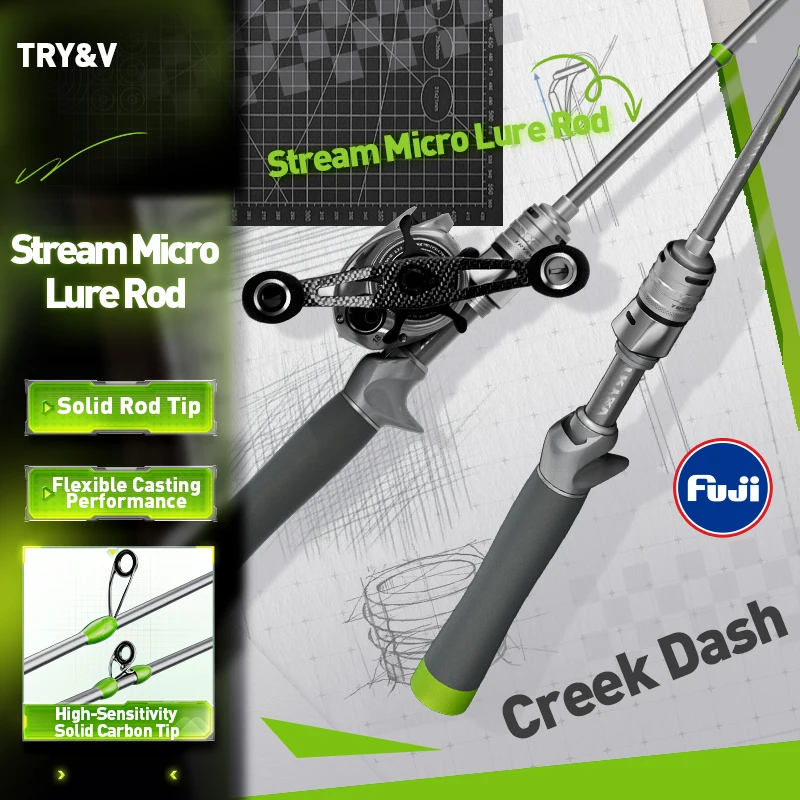 TRY&V BFS CreekChase UL 30T Carbon Micro Finesse 1.8m 79g with Fuji Guides Trout Crappie Fast Action Spinning Casting Lure Rod