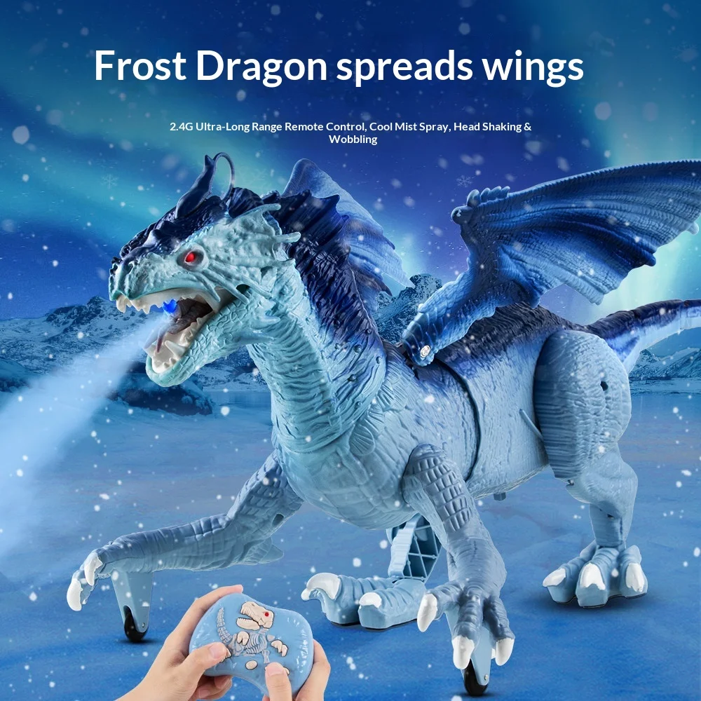 Remote Control Dragon Large Size Electric Spray Mist Jurassic Fire Dragon Simulation Model With Led Light And Sound For Hobby
