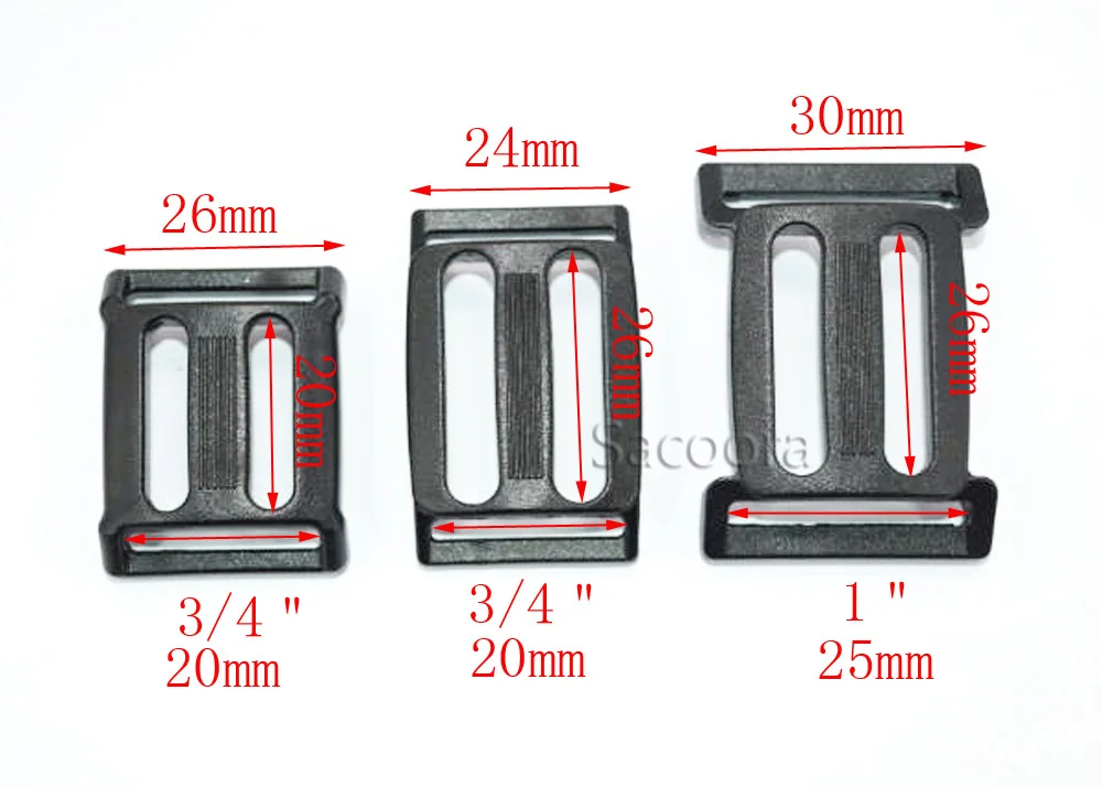 5pcs Plastic Multi-function Tri-Glide Slider Adjust Arched Buckle Bag Webbing Strap Parts Accessories 3 Size Pick 3/4\