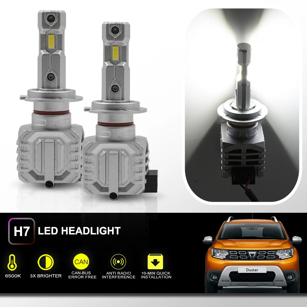 

For Renault Dacia Duster 10-21 Megane III 08-16 For Peugeot 308 II 13-21 LED H7 Dipped Main Beam Headlight Bulbs Canbus No Error