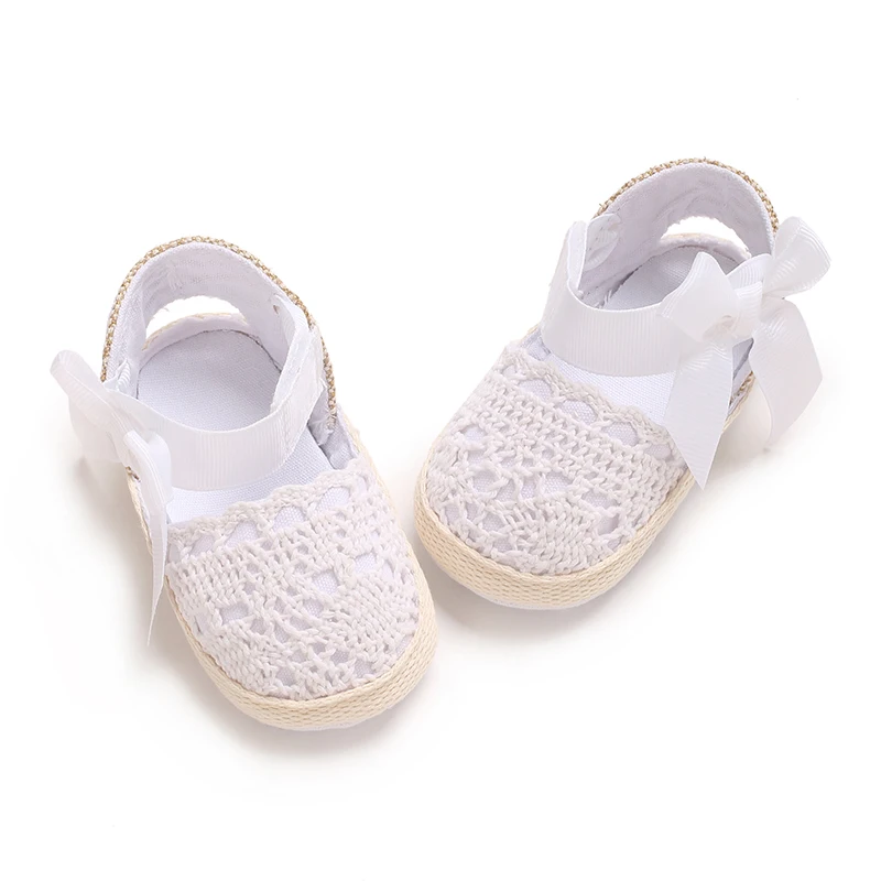 Chaussures d'été pour nouveau-né de 0 à 18 mois, sandales pour bébé fille, princesse, nœud fleuri, semelle en coton, première chaussure de marche