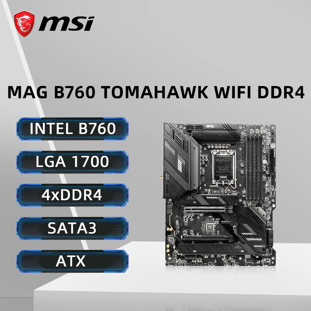 MSI MAG B760 TOMAHAWK WIFI DDR4 Motherboard Support i9-14900K 12900K i5-12400F 12100F CPU 5333MHz HDMI M.2 LGA1700 Mainboard