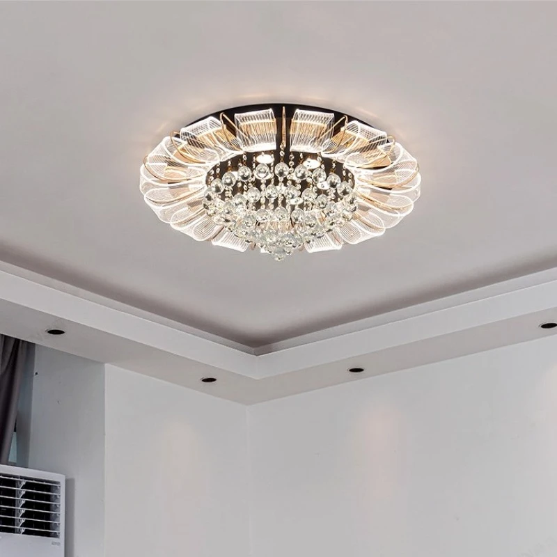 American Elegant Light Luxury Ceiling Lamps Living Room Minimalist Atmospheric Decorative Home Headlight Crystal Ceiling Lights