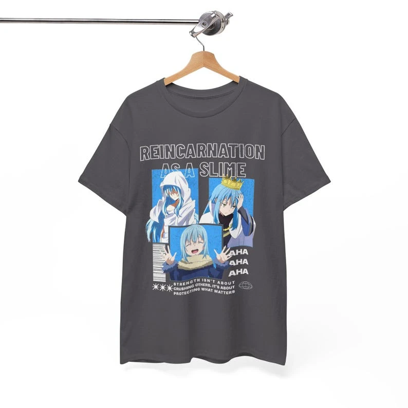 Reincarnated as a Slime T-shirt Streetwear Trendy Cotton Oversized Unisex Fashion Vintage Hip Hop Print T-shirts Couples Classic