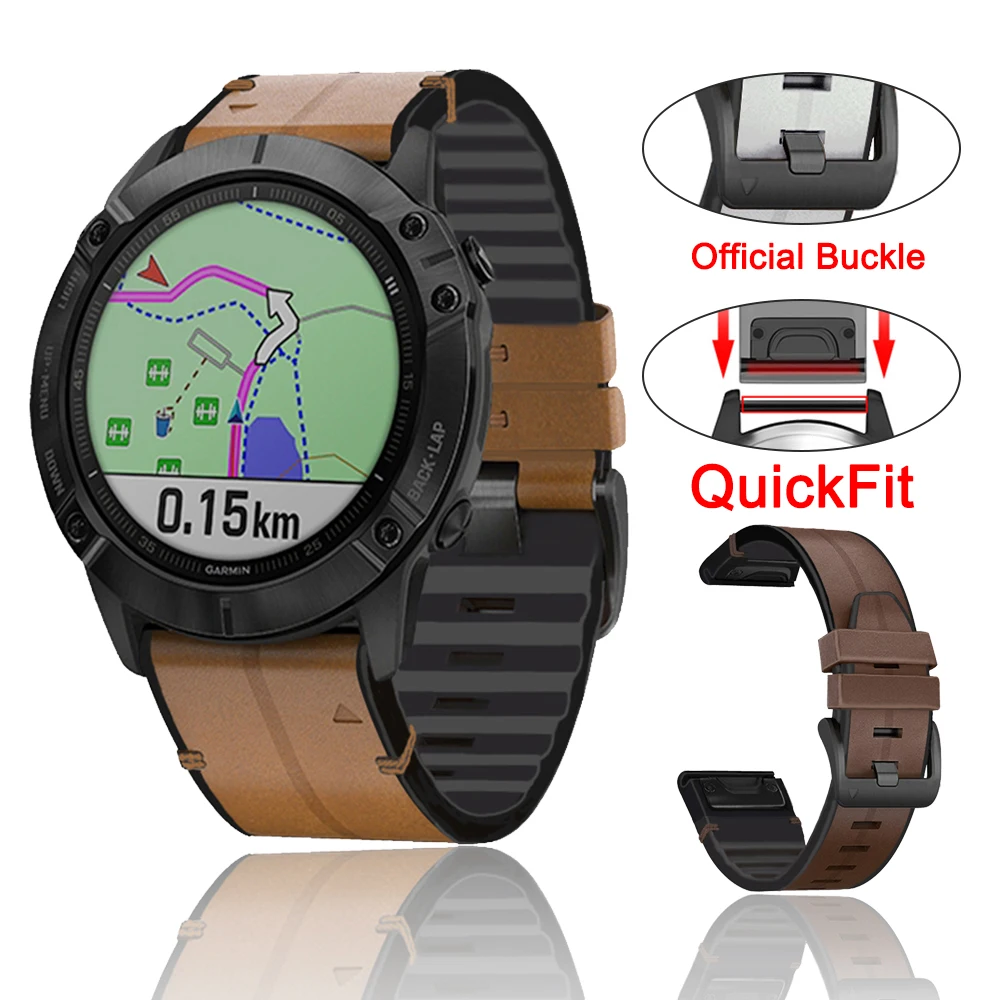 QuickFit 22 26mm Strap For Garmin Epix Gen 2 Leather+Silicone Band Fenix 8 E 7 7XPro 47mm 51mm 5X 6X 6 Enduro Bracelet Watchband view 3