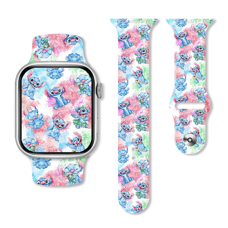 

Disney New Stitch Playful Series Band for Apple Watch 11/10/9/SE, Soft Silicone Waterproof Replacement Strap for 45mm/44mm/42mm