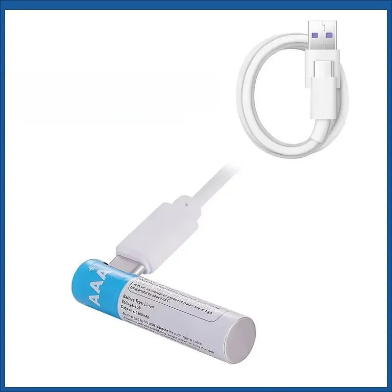 1.5V 2300mAh USB Type-C Rechargeable Lithium AAA Battery for Hunting Camera/Remote Control/Mouse/Smart Door Lock/Microphone