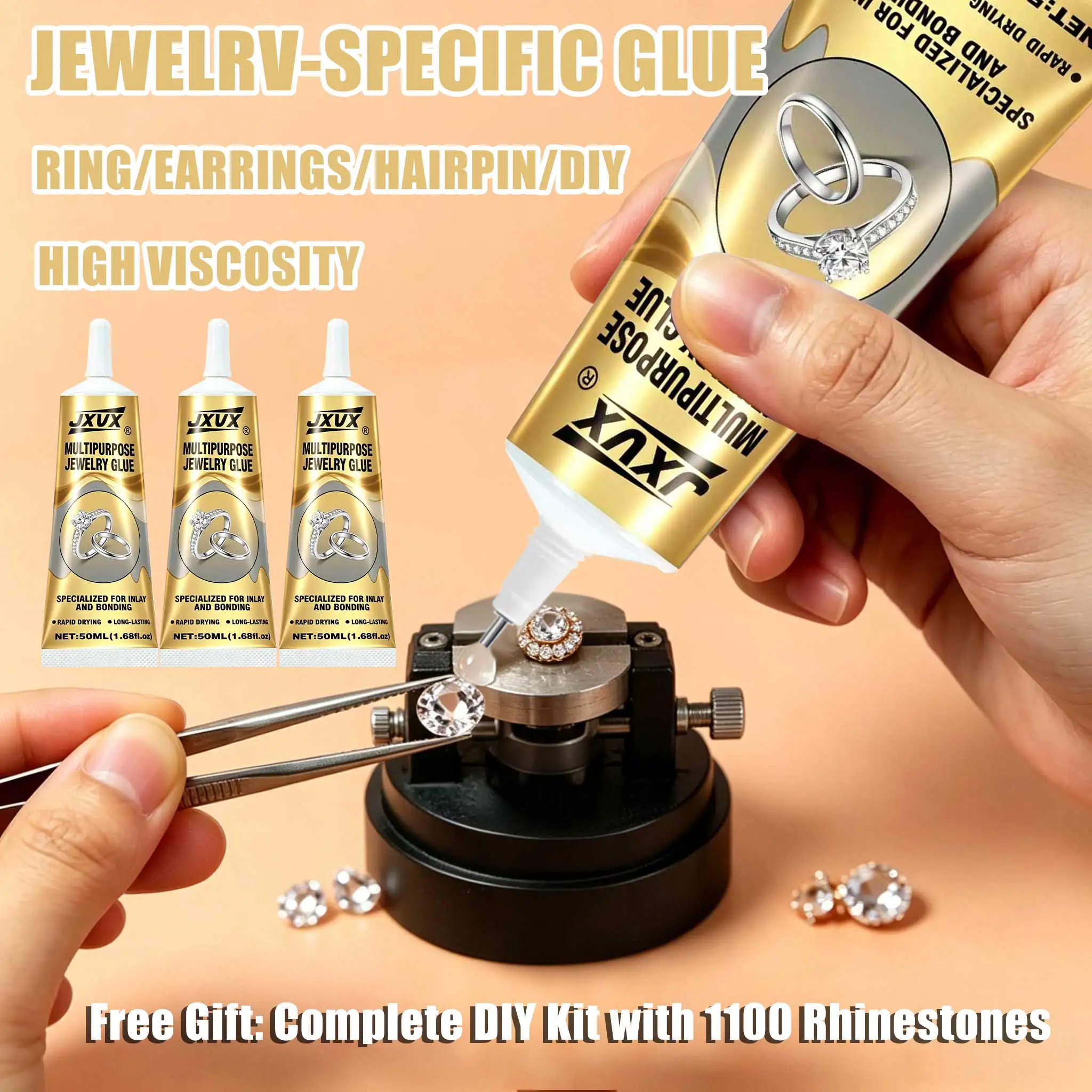 1-4PCS 50ml Cola B7000 Transparente com Ponta de Precisão, Cola para Strass, Cola para Unhas, Cola para Artesanato, Cola para Decoração, Cola para Calçados, Cola para Joias.