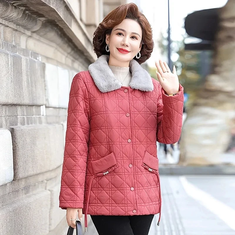 

NEW Winter Jacket Middle Aged Mother's Down Cotton Coat Fashion Short Puffer Parkas Large Size Women Short Padded Overcoat 5XL