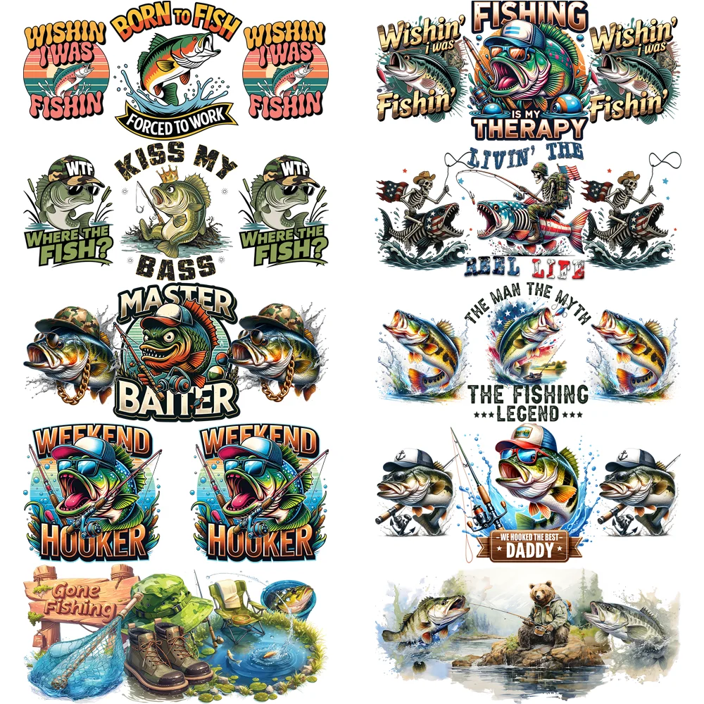 Go Fishing 3D UV DTF Cup Wrap for 16oz Libbey DIY Decals Weekend Hooker Art Design Transfers 3D Sticker Master Fishin Cup Wraps