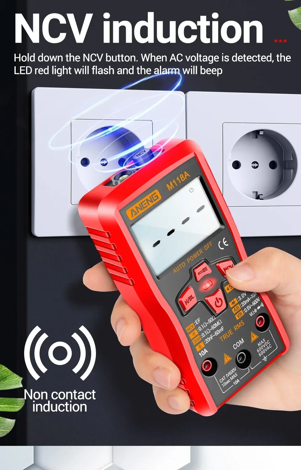 Digital-Multimeter-Tester-Stift ANENG M118A +A3010 Kit True RMS 6000/4000 Counts Auto-Ranging AC/DC Transistor-Spannungsprüfer Werkzeuge – Detail 9