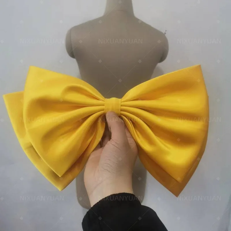 Separate Satin Bow with Pin Yellow Wedding Belt for Party Evening Gown Matching Accessories Detachable Handmade Bowknot