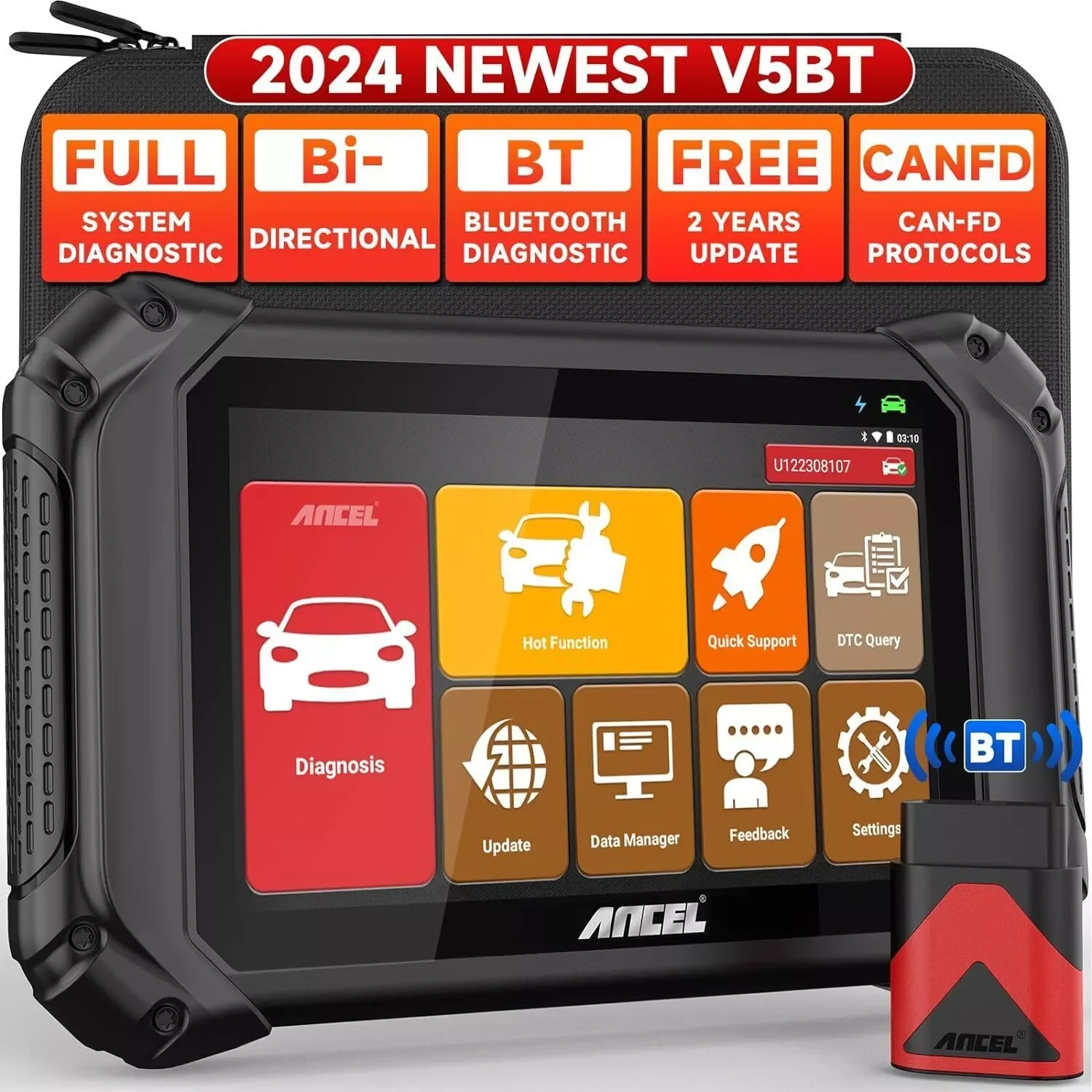 

ANCEL V5 BT OBD2 Scanner Full System Car Wireless Diagnostic Tool OE-Level CAN-FD Bidirectional Scan Tool Ecu Scanner Automotive