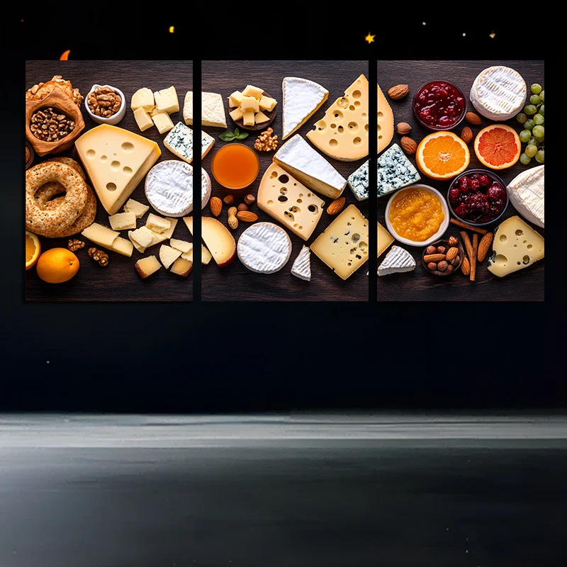 3-Piece 3-Piece Canvas Wall Art Set - Frameless Gourmet Food & Cheese Platter Prints for Kitchen, Dining Room Decor - Major Material: - Aliexpress Deal