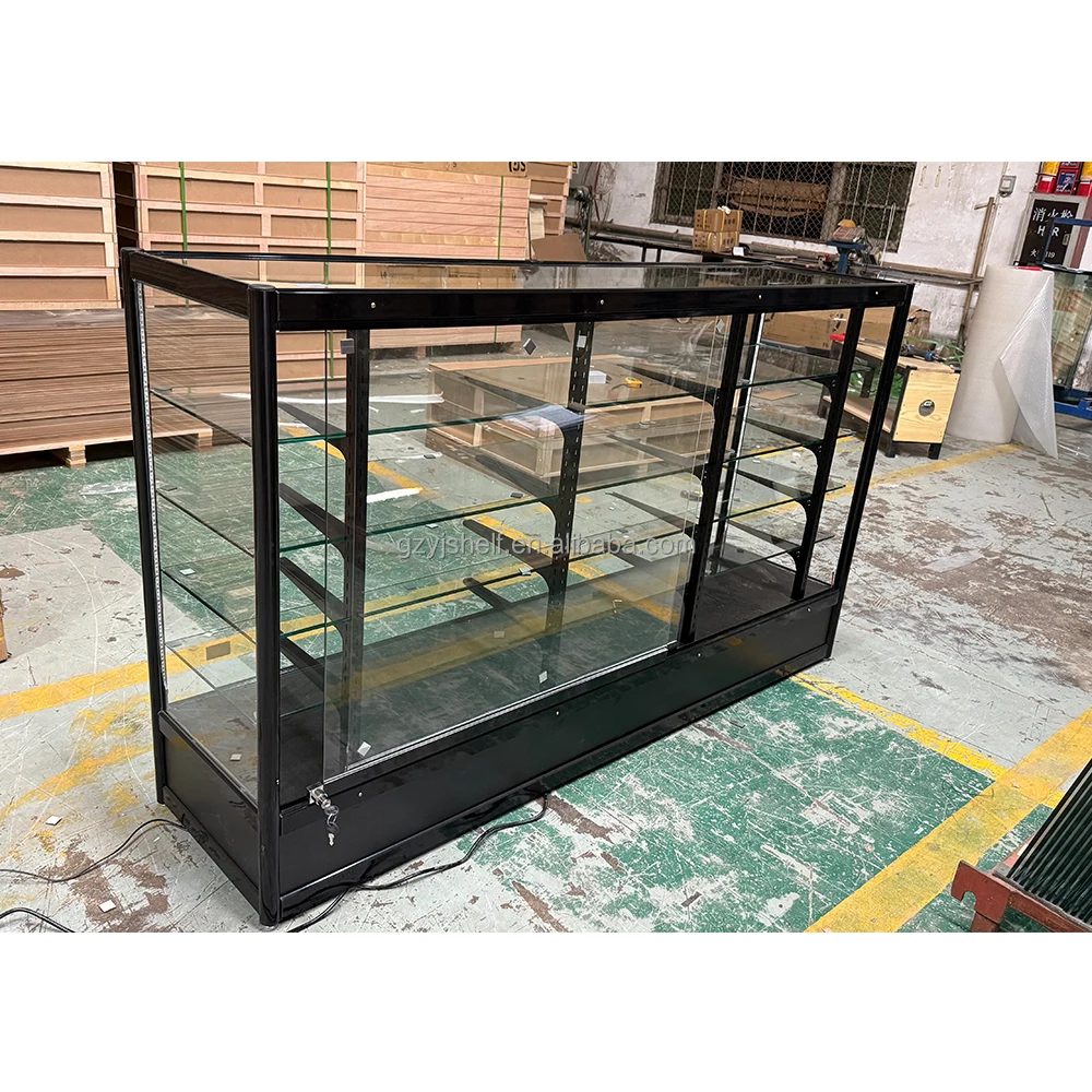 ตู้โชว์กระจกสำหรับร้านขายบุหรี่ไฟฟ้าแบบสั่งทำพิเศษ OEM ขนาด 6 ฟุต พร้อมไฟ LED ในตัว รองรับการตั้งค่าผ่านแอป